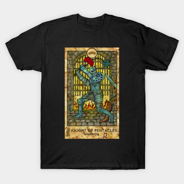 Knight Of Pentacles. Minor Arcana Tarot Card Design. T-Shirt by Mystic Arts